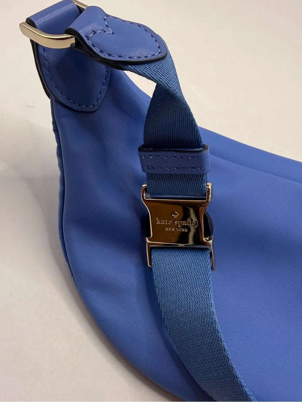 Kate Spade New York Blue Nylon Belt Bag Fanny Pack Waist Crossbody Gold